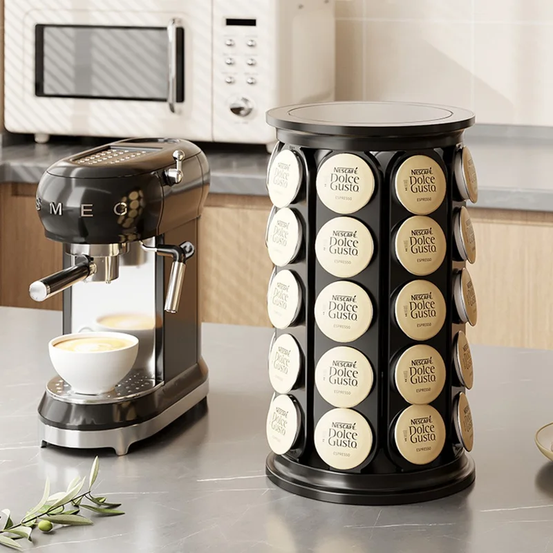 Support pour capsules de café K-Cup, rangement pour 40 capsules, support rond rotatif à 360 degrés, organisateur - Noir