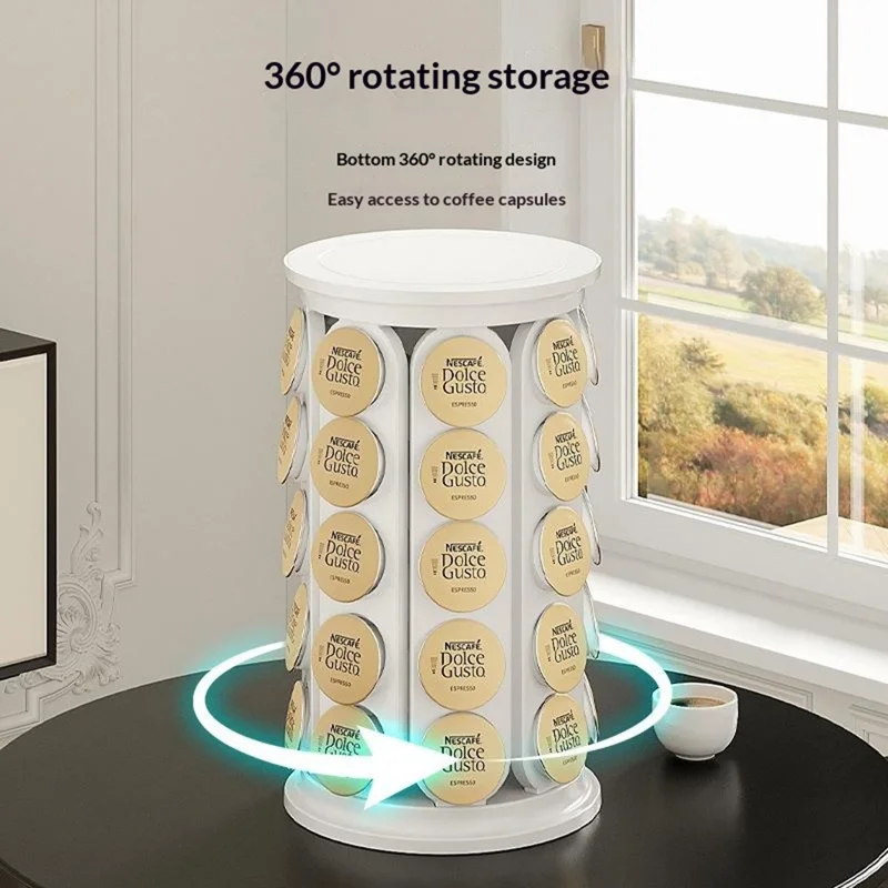 Support pour capsules de café K-Cup, rangement pour 40 capsules, support rond rotatif à 360 degrés, organisateur - Noir