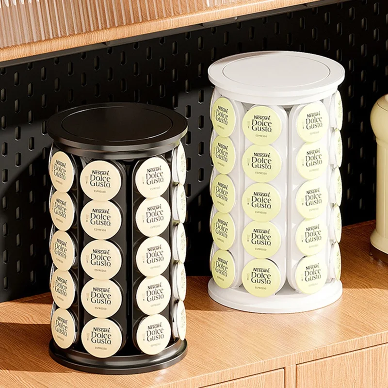 Support pour capsules de café K-Cup, rangement pour 40 capsules, support rond rotatif à 360 degrés, organisateur - Noir