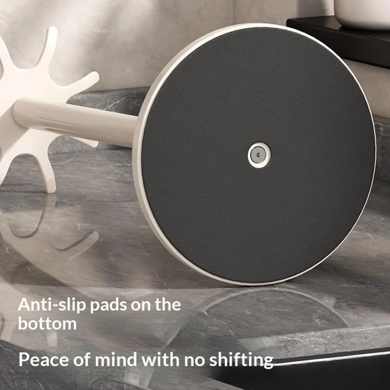 360 Degree Rotating Kitchen Utensil Holder Rack 8-Hook Carbon Steel Organizer Stand for Countertop Storage - Grey Black