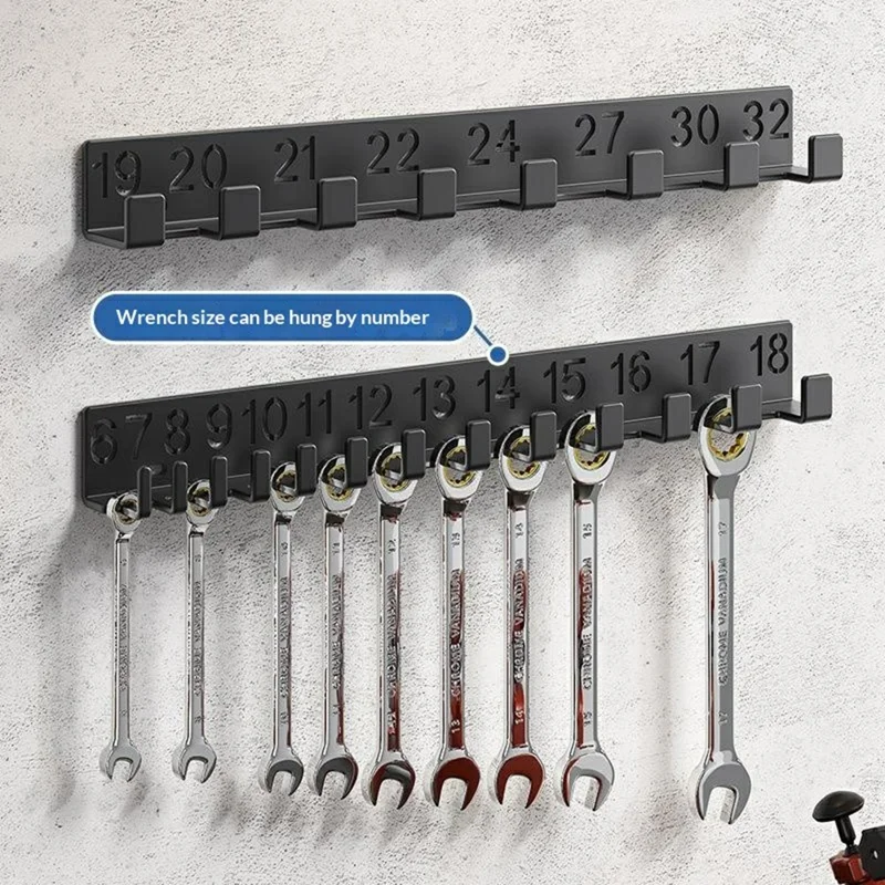 Digital Number Wrench Organizer Wall Mount Tool Rack Garage Storage Holder Carbon Steel Hardware Organizer - G-10  /  Number 19-32