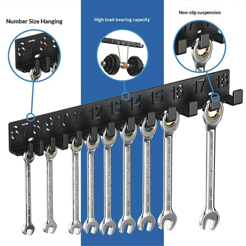 Digital Number Wrench Organizer Wall Mount Tool Rack Garage Storage Holder Carbon Steel Hardware Organizer - G-10  /  Number 19-32