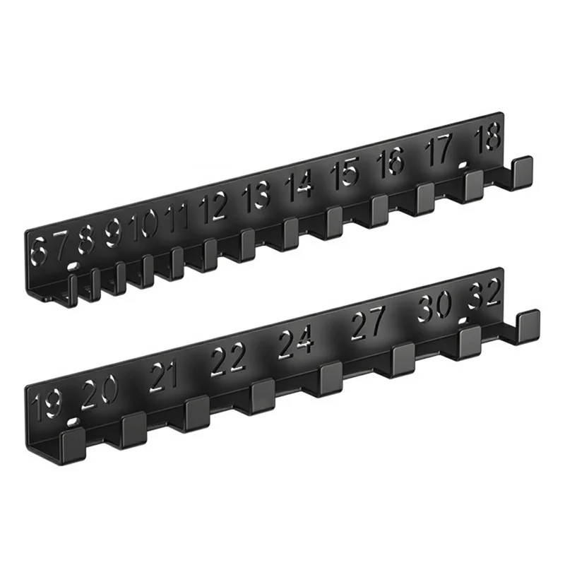 2Pcs Digital Number Wrench Organizer Wall Mount Tool Rack Garage Storage Holder Carbon Steel Hardware Organizer