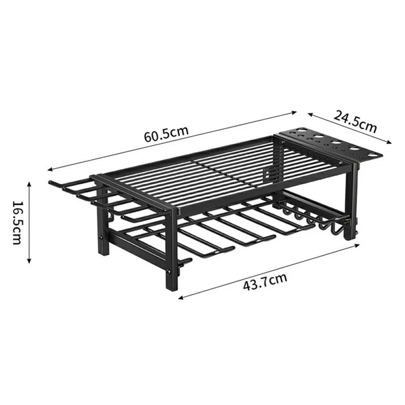 2-Layer Wall Mount Power Tool Storage Rack Garage Workshop Electric Drill Organizer Tool Holder Shelf