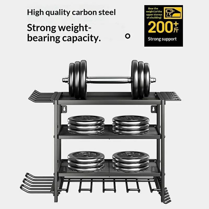 3-Layer Wall Mount Power Tool Storage Rack Garage Workshop Electric Drill Organizer Tool Holder Shelf