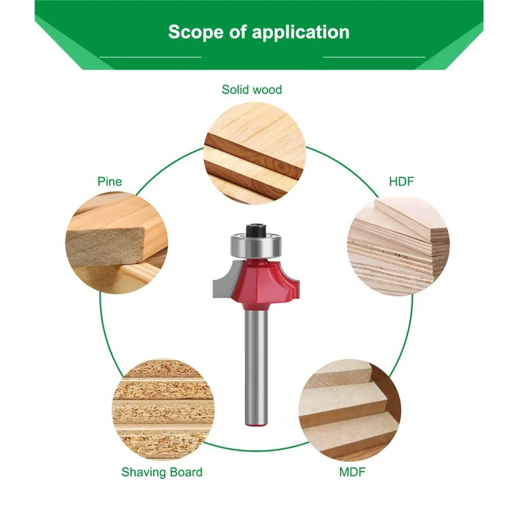 MC01035S22 1 / 4 x 7 / 8 Inch Round Over Bit Wood Milling Cutter Wood Trimming Knife with Plastic Box