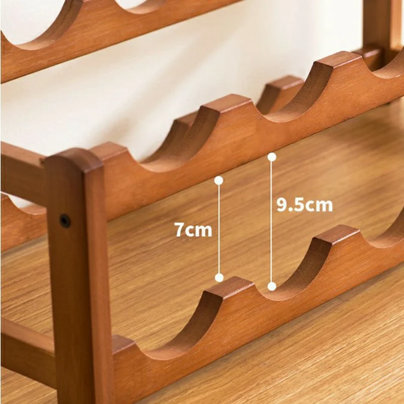 43x24x50cm 2-Tier Wine Rack for 8 Bottles Bamboo Desktop Wine Display Stand Bottle Glass Cups Holder