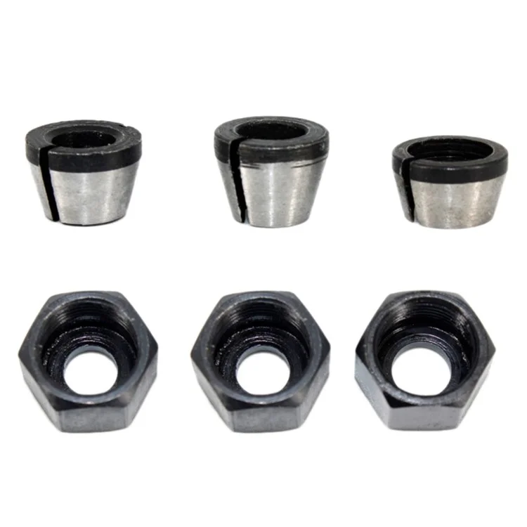 Ensemble de 6 pièces Porte-outils Collet Router Set Têtes de Vis Écrou Adaptateur 6mm / 6,35mm / 8mm pour Machines de Rognage, de Sculpture et de Fraisage