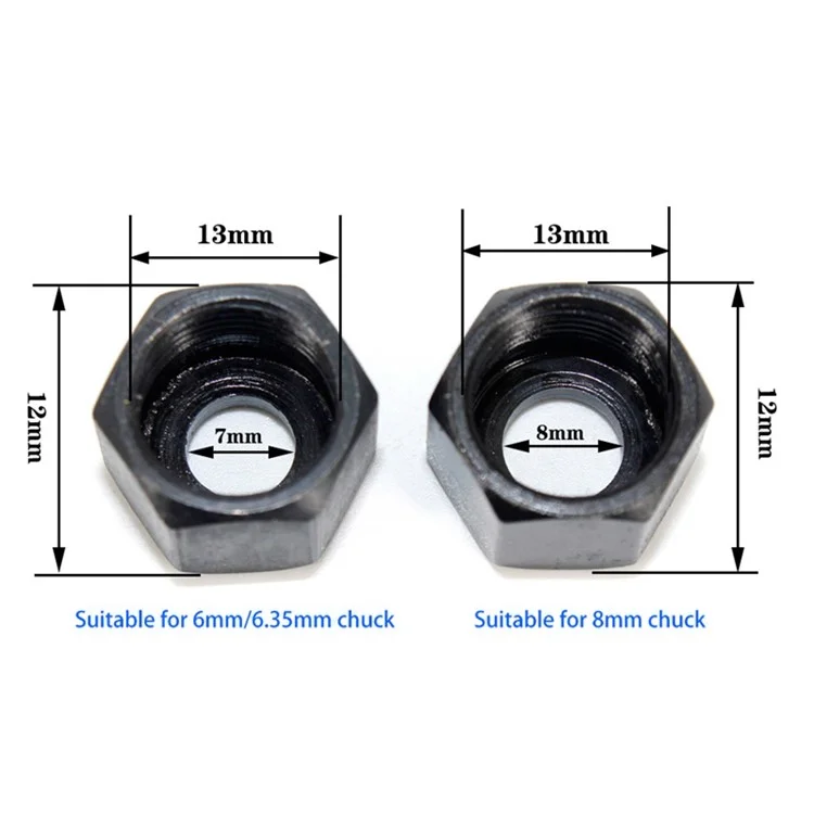Ensemble de 6 pièces Porte-outils Collet Router Set Têtes de Vis Écrou Adaptateur 6mm / 6,35mm / 8mm pour Machines de Rognage, de Sculpture et de Fraisage