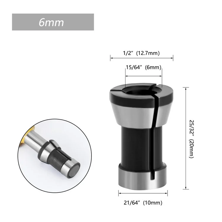3 pezzi Pinza Portautensile per Router 6mm 6,35mm 8mm per Macchine per Incisione e Rifinitura per Falegnameria