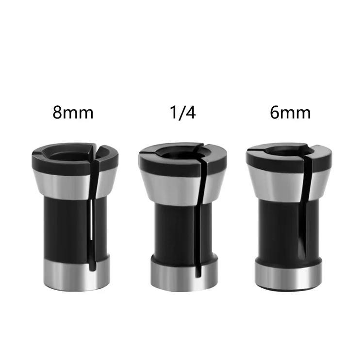 3PCS Router Collet Chuck 6mm 6.35mm 8mm Engraving Trimming Machine Clamping Adapter Converter for Woodworking