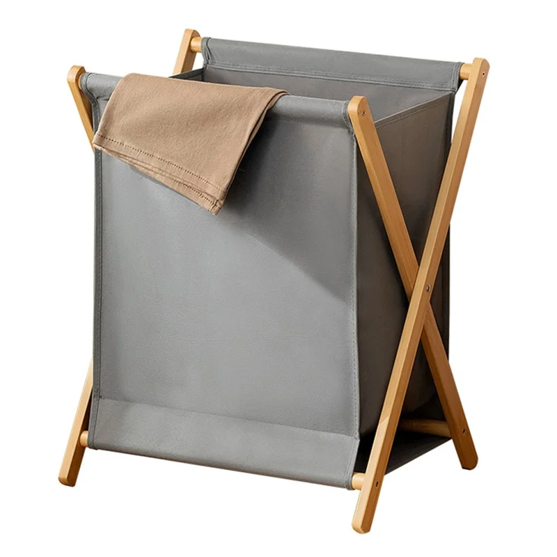 Large Size 43x37x56cm Foldable Laundry Basket Bamboo Frame Oxford Dirty Cloth Hamper Storage Organizer
