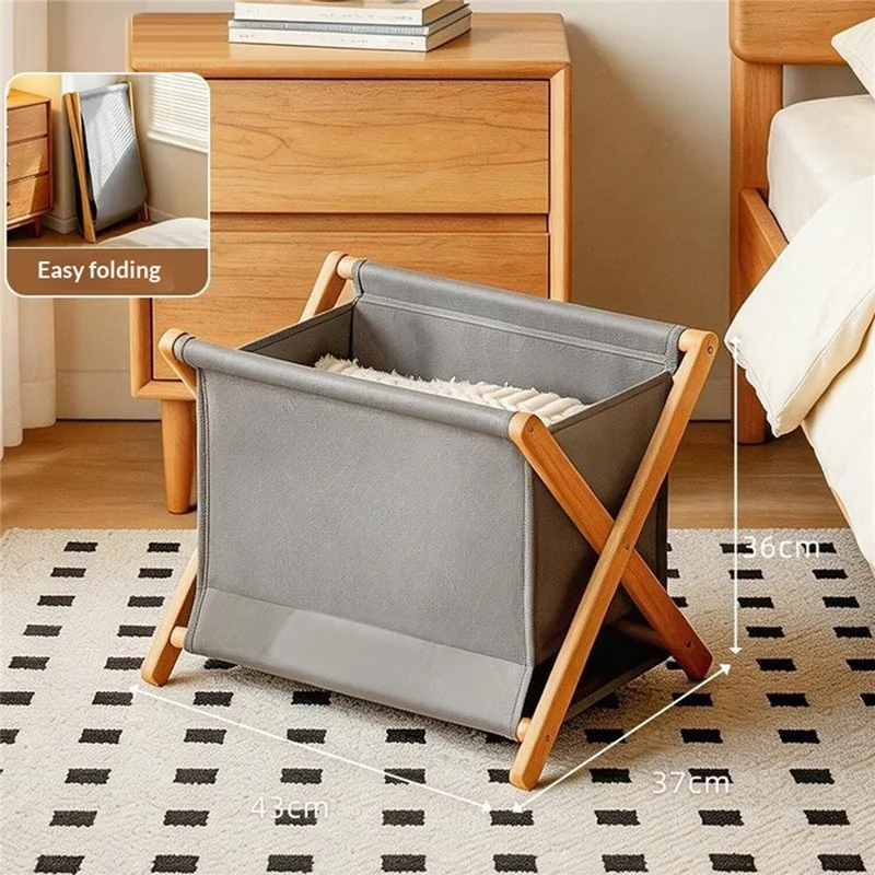 Small Size 43x37x36cm Foldable Laundry Basket Bamboo Frame Oxford Dirty Cloth Hamper Storage Organizer