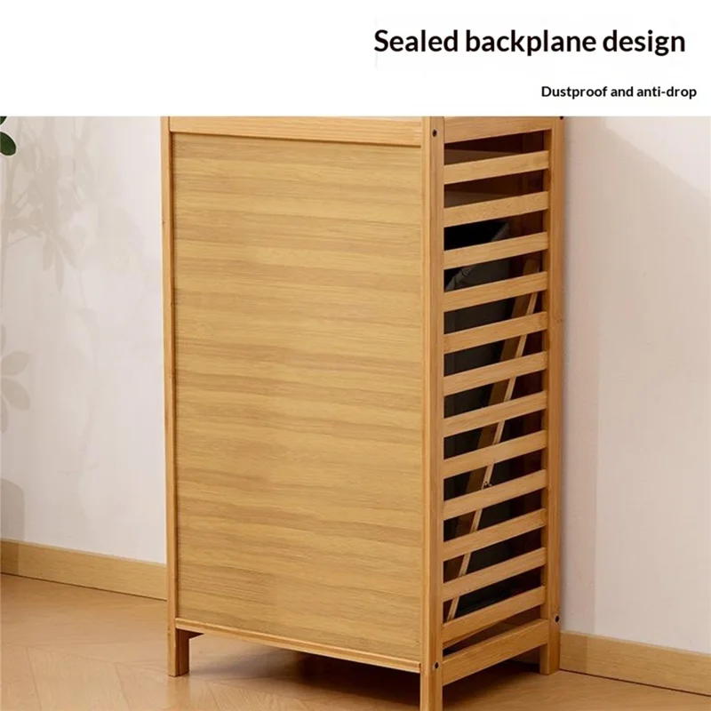 Scaffalatura per Bagno Multifunzionale 40x30x119 cm con Cestino per il Bucato Rimovibile e Doppio Cassetto in Bambù