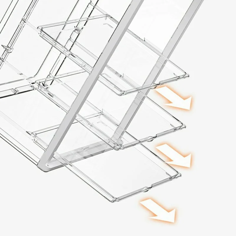Organizador de Maquilhagem Acrílico Transparente com 3 Níveis, Caixa de Armazenamento com Dupla Porta à Prova de Poeira para Produtos de Beleza - Transparente