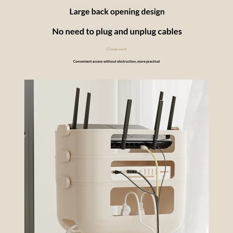 3-Layer Cartoon Robot Design Router Storage Box Desktop WiFi Organizer Cable Management Rack