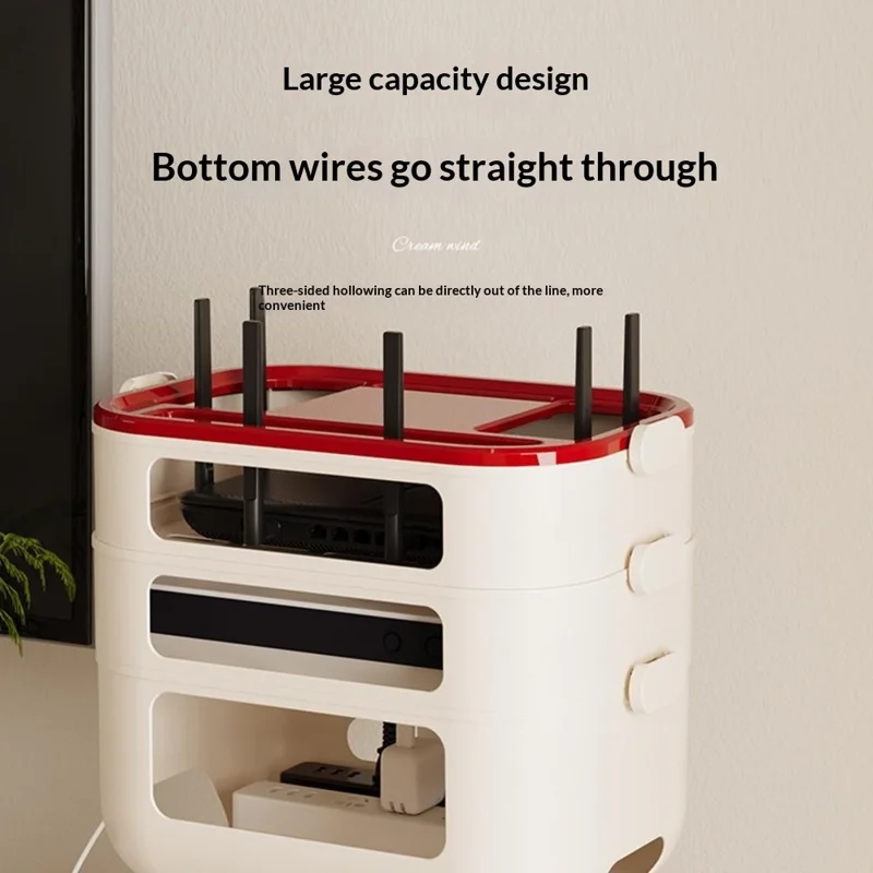 3-Layer Cartoon Robot Design Router Storage Box Desktop WiFi Organizer Cable Management Rack