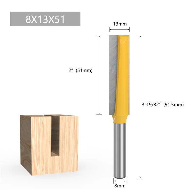 4 Piezas de 8 mm Vango de Madera de Madera Enrutador de Metal Duro Cortador de Carpintería de Carpintería Larga Con Caja de Plástico