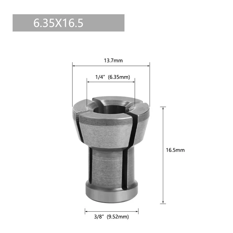 6pcs M17 Nut + 6 mm / 6,35 mm / 8mm / 9,5 mm / 10 mm M17 Nussbit -kopf -collet -adapter Für Die Gravur -trimmmaschinenmaschine