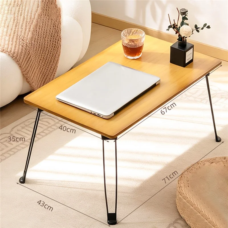 2039 40x67cm mittlerer tragbarer faltbarer Bambus-Tisch mit Metallbeinen, Tisch für Bett, Sofa, Outdoor - Tee-Farbe