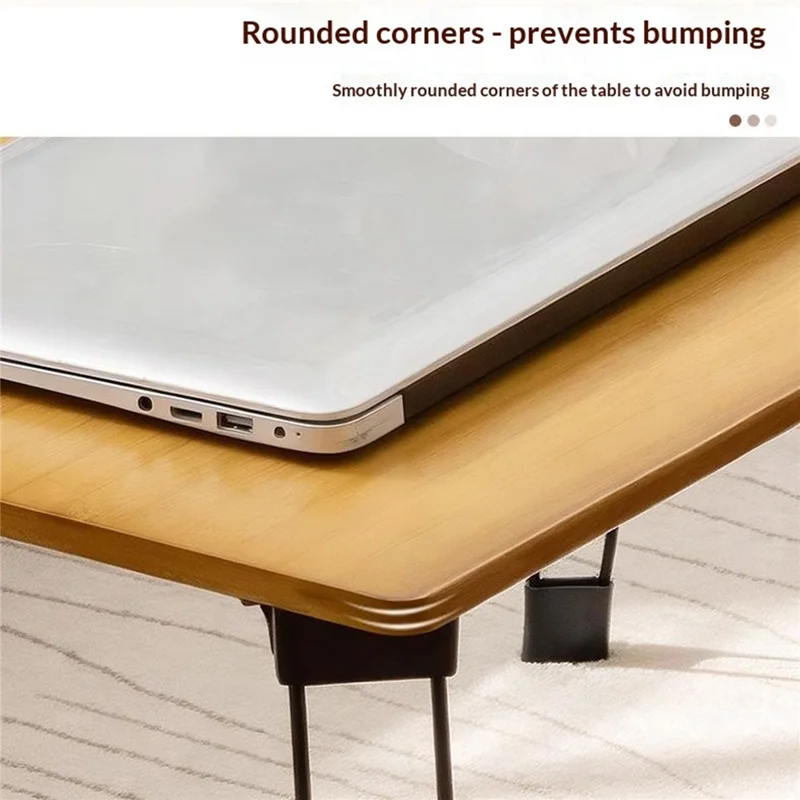 2039 40x67cm mittlerer tragbarer faltbarer Bambus-Tisch mit Metallbeinen, Tisch für Bett, Sofa, Outdoor - Tee-Farbe