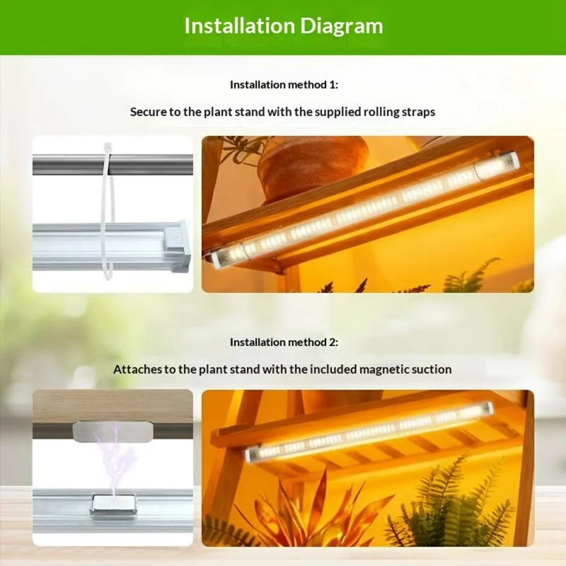 4-Bar 30cm Length Solar Plant Grow Light Strip USB Powered Magnetic LED Plant Light for Indoor Growing