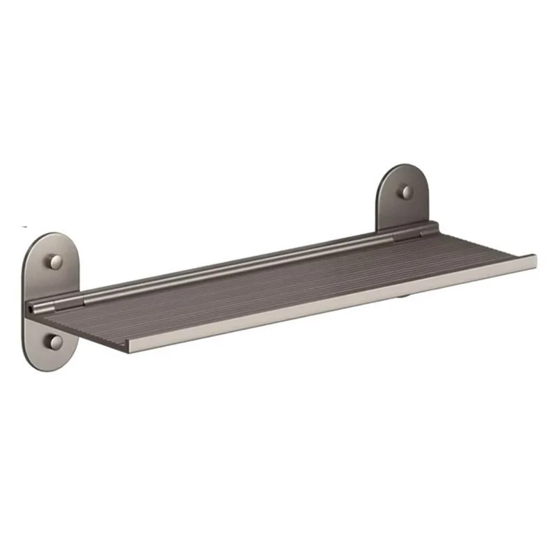 Scaffale a Muro Pieghevole in Alluminio per Bagno 30x12x7 cm, Senza Foratura, Scaffalatura Pieghevole a 90 Gradi per Toilette e Cucina