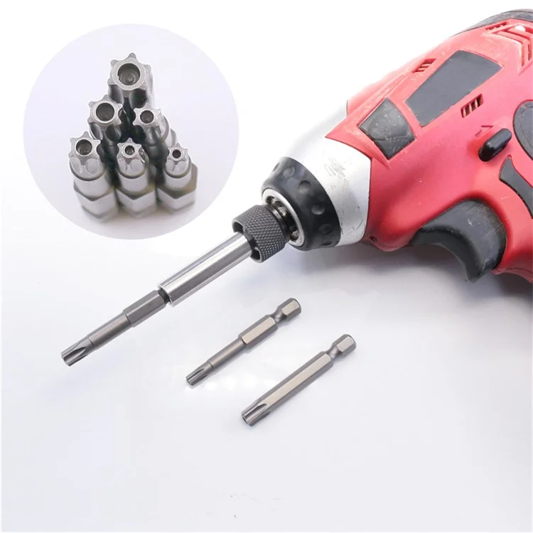16-teiliges Torx-Sicherheits-Schraubendreher-Bohrersatz aus S2-Stahl mit 1/4-Zoll-Magnetischer Sechskantaufnahme