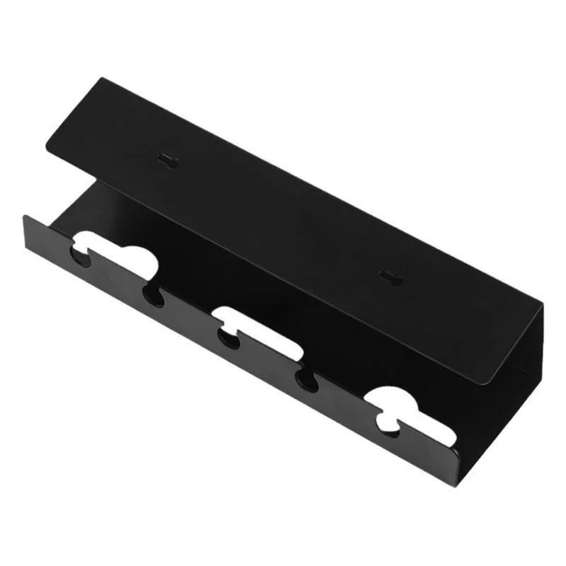 Under Desk Cable Organizer 5 Wire Management Slots No Drill Self Adhesive Power Strip Holder for Office Home - Black