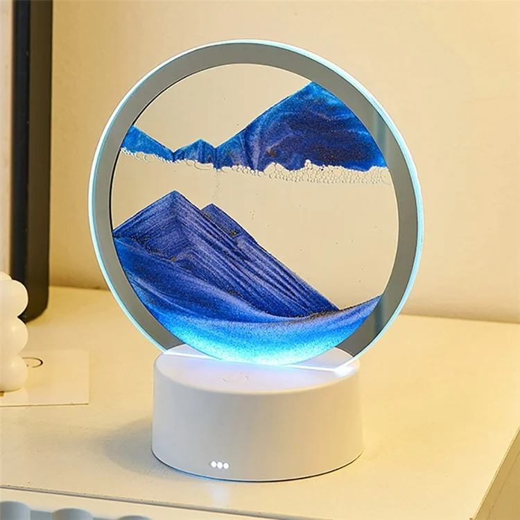 3D Quicksand Table Lamp Dynamic Sand Painting Night Light with Touch Switch Home Decoration - Blue