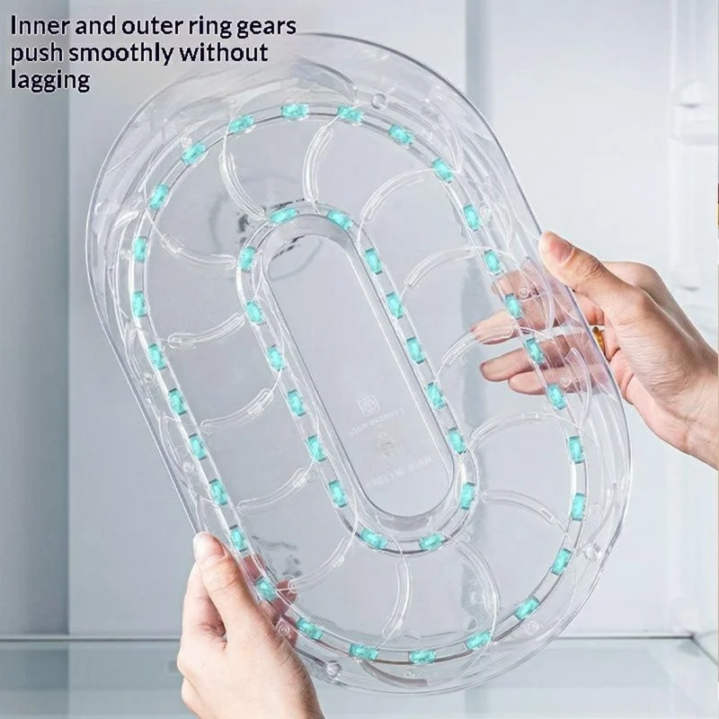 360-Grad-drehbarer Kühlregal-Organizer aus PET, transparent, für Küche und Kühlschrank