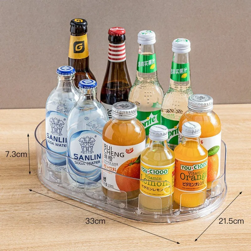 360-Grad-drehbarer Kühlregal-Organizer aus PET, transparent, für Küche und Kühlschrank