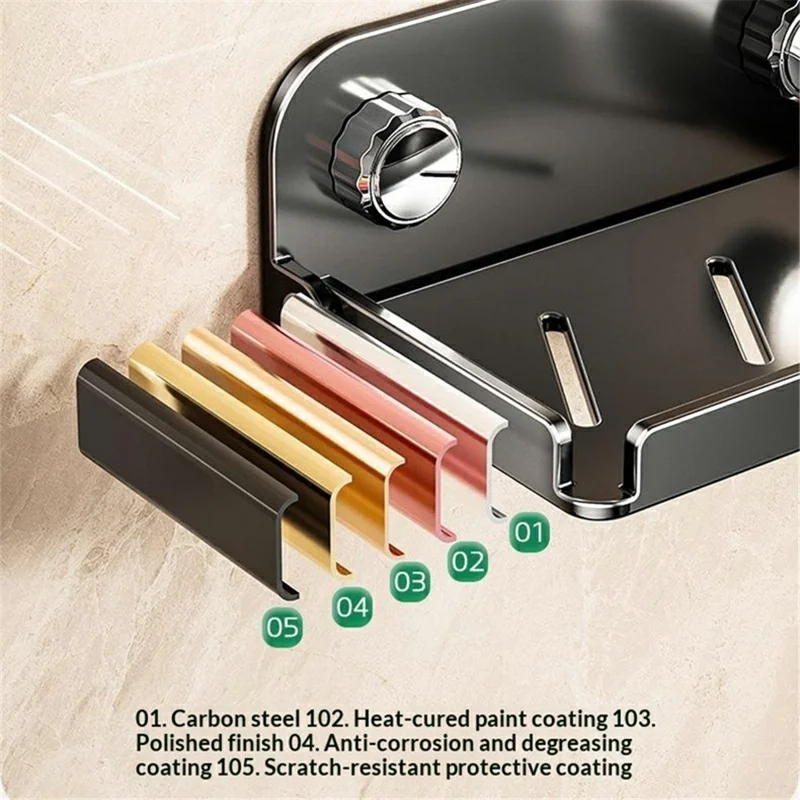 Folding Phone Stand Wall Mounted Bathroom Shelf 90 Degree Foldable Storage Rack Carbon Steel Waterproof Tissue Holder - Gunmetal Grey