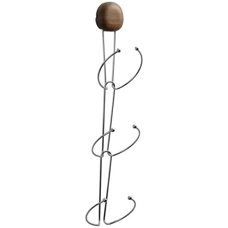 Porte-chapeaux 3 crochets sans perçage avec ventouse en bois de noyer support pour casquette