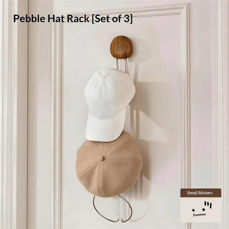Porte-chapeaux 3 crochets sans perçage avec ventouse en bois de noyer support pour casquette