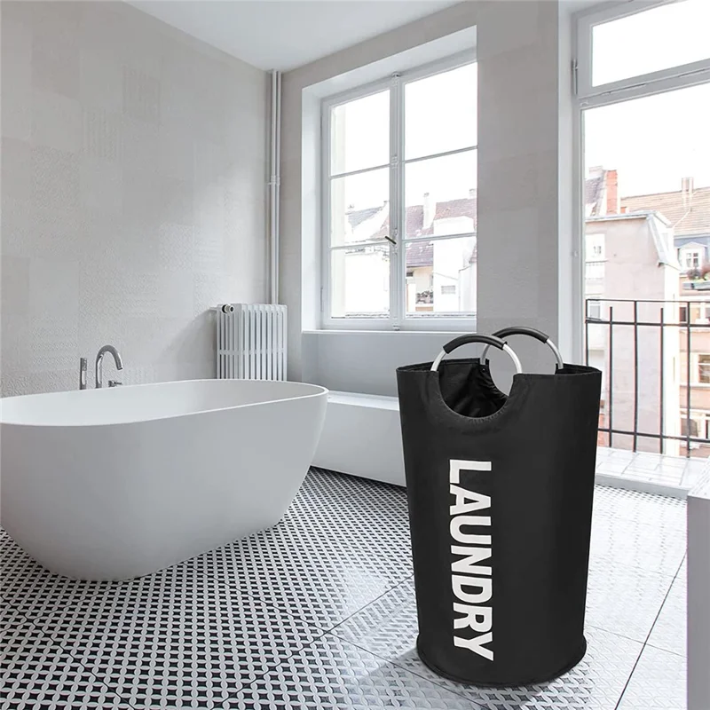 Large Size Collapsible Laundry Basket 600D Oxford Cloth Waterproof Dirty Clothes Storage Basket with Handles - Red