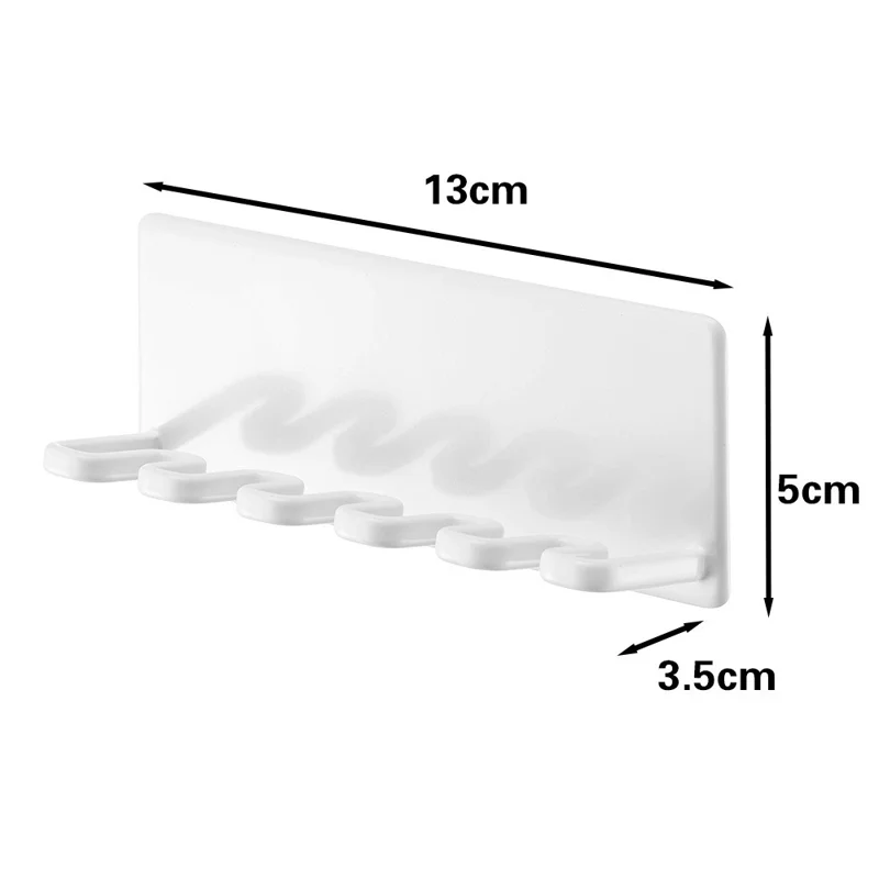 Muurbevestigde tandenborstelhouder zonder boren 5-vakjes badkamer tandenborstel scheermes organizer - Wit / LH-428