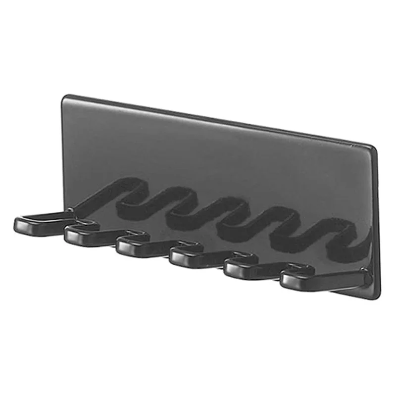 Portecepillos de Pared sin Perforación, Organizador de 5 Ranuras para Cepillos de Dientes y Afeitadoras - Negro / LH-428