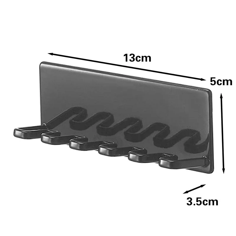 Portecepillos de Pared sin Perforación, Organizador de 5 Ranuras para Cepillos de Dientes y Afeitadoras - Negro / LH-428