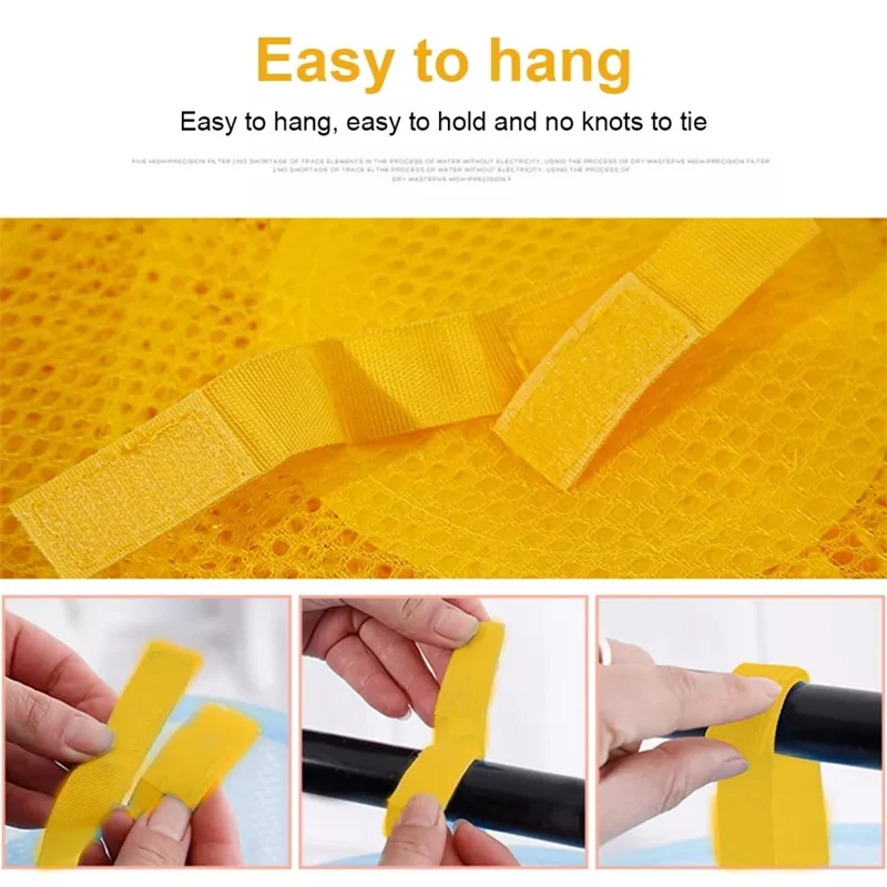 Four Layer Folding Mesh Clothes Drying Rack Laundry Hanging Basket Dryer Net - Yellow