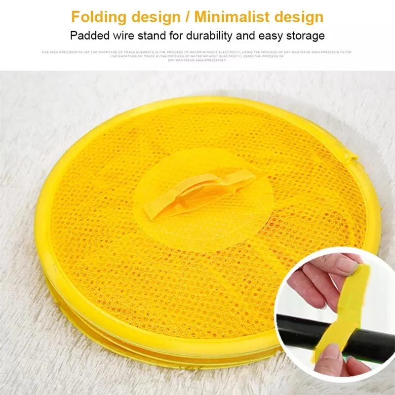 Four Layer Folding Mesh Clothes Drying Rack Laundry Hanging Basket Dryer Net - Yellow