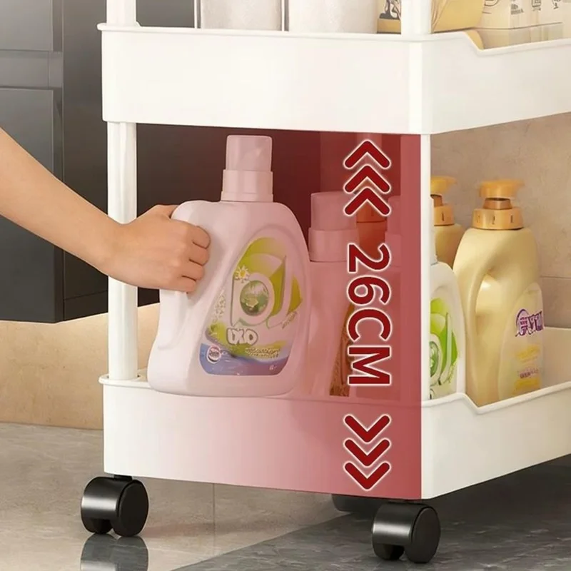 Carrinho de Armazenamento com 3 Níveis 40x15x62cm, Estante de Armazenamento para Espaços Estreitos com Bandeja de Drenagem, Carrinho Móvel com Rodízios - Branco