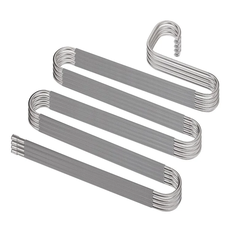 4 Piezas de Ganchos de Pantalón en Forma de S, No Deslizantes, de Acero Inoxidable, Ahorradores de Espacio, para Organizar el Armario de Pantalones, Bufandas, Corbatas, Toallas - Gris