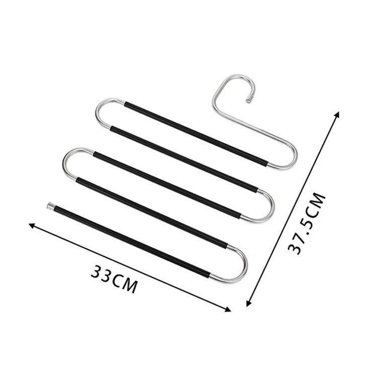 4Pcs S Shaped Pant Hangers Non-Slip Space-saving Stainless Steel Clothes Hanger Wardrobe Organizer for Pants Scarf Tie Towel - White
