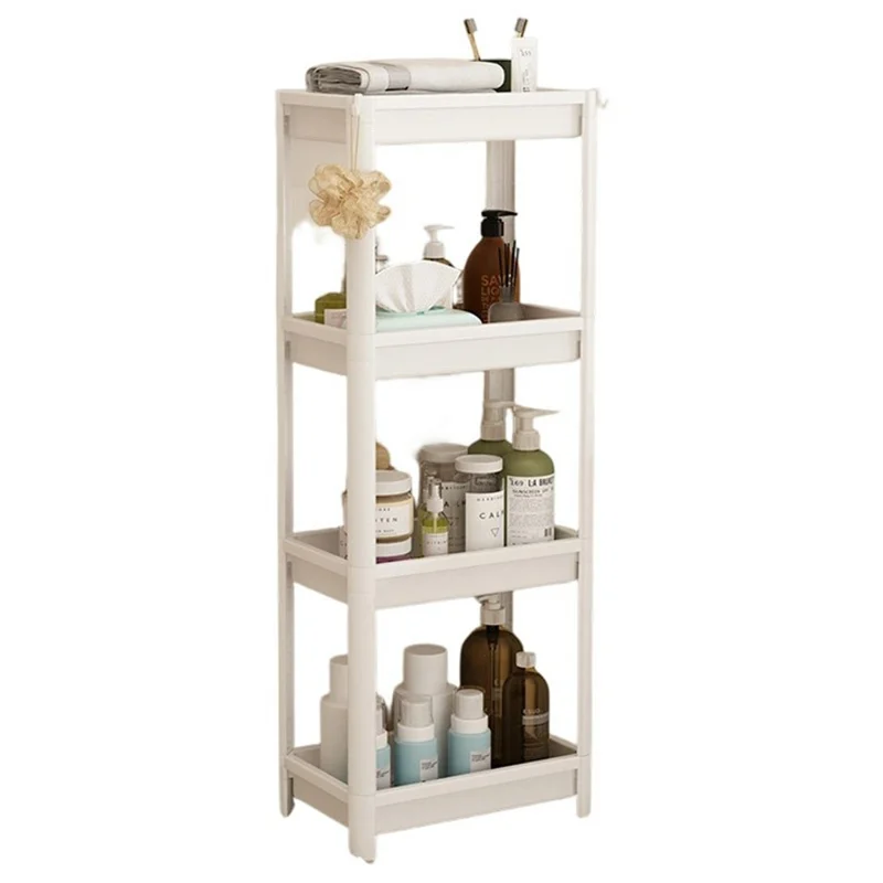 36x23x98,5cm 4-Tier Prateleira de Armazenamento para Espaços Vazios em Casa Casa de Banho Estante Organizadora Autoportante para Casa de Banho Cozinha - Branco