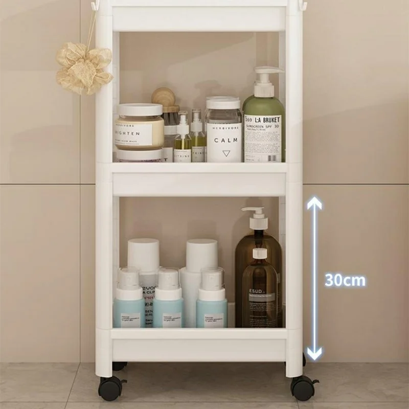 36x23x98,5cm 4-Tier Prateleira de Armazenamento para Espaços Vazios em Casa Casa de Banho Estante Organizadora Autoportante para Casa de Banho Cozinha - Branco