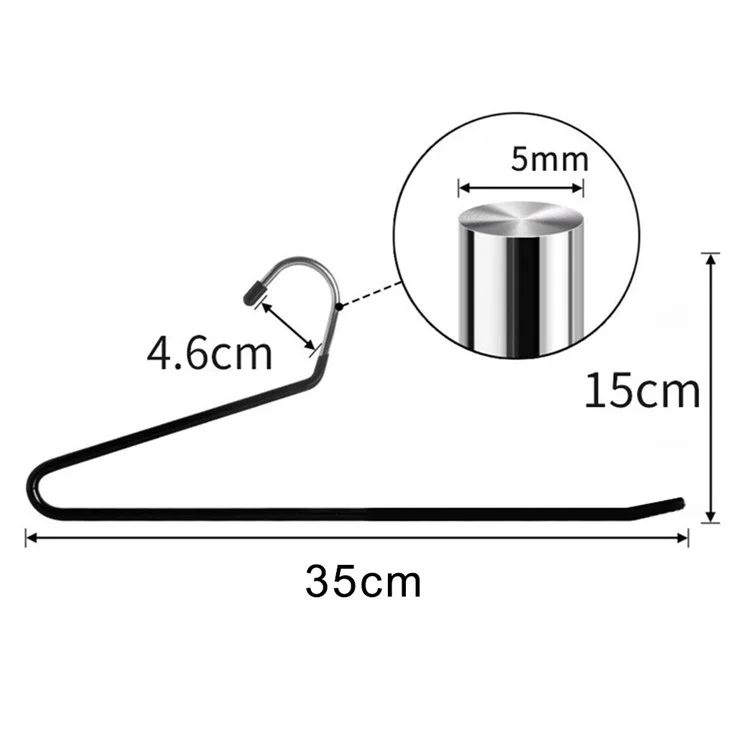 10 pezzi rack portapantaloni multifunzionali a forma di Z da 35 cm antiscivolo - Fronte / Nero