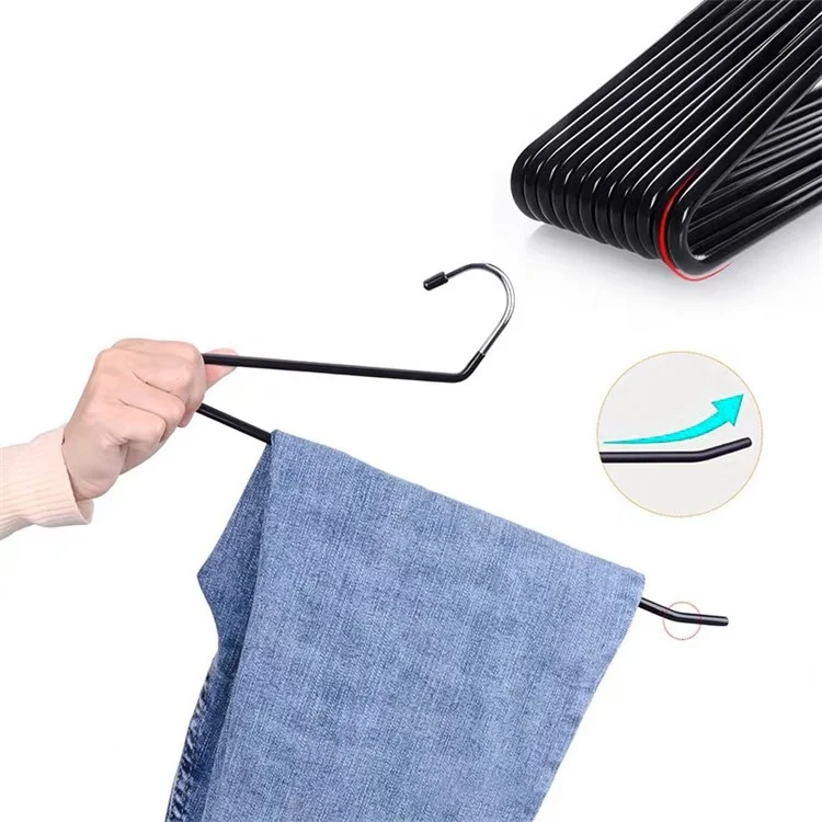 10 pezzi rack portapantaloni multifunzionali a forma di Z da 35 cm antiscivolo - Fronte / Nero