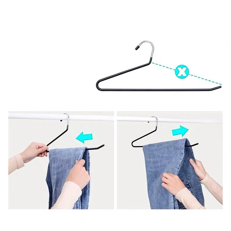 10 pezzi rack portapantaloni multifunzionali a forma di Z da 35 cm antiscivolo - Fronte / Nero