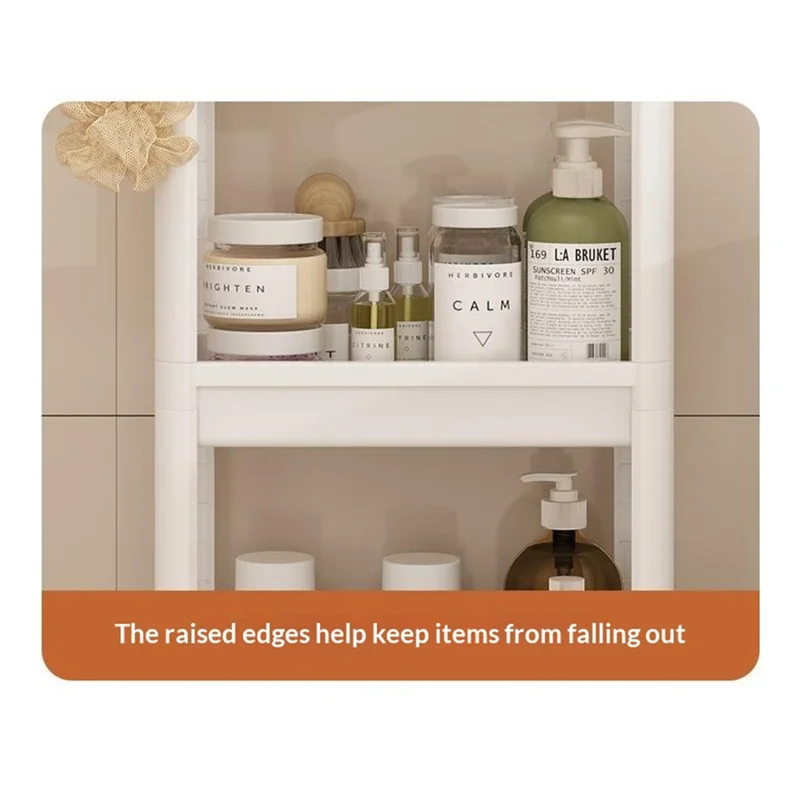 44x15x102cm 4-Tier Bathroom Gap Storage Cart with Wheels Floor Standing Rack Organizer Shelf for Bathroom Kitchen - White